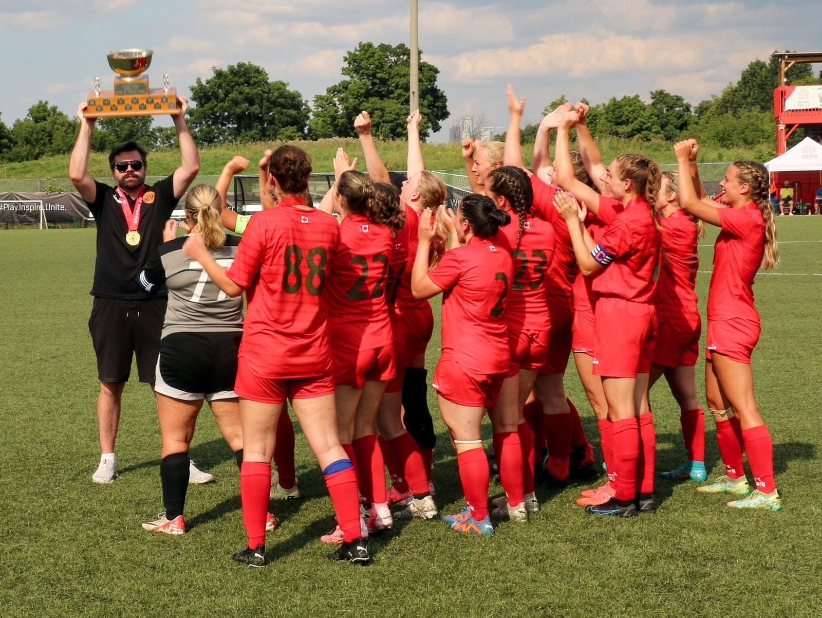 Celebrating the Ontario Cup win with the squad